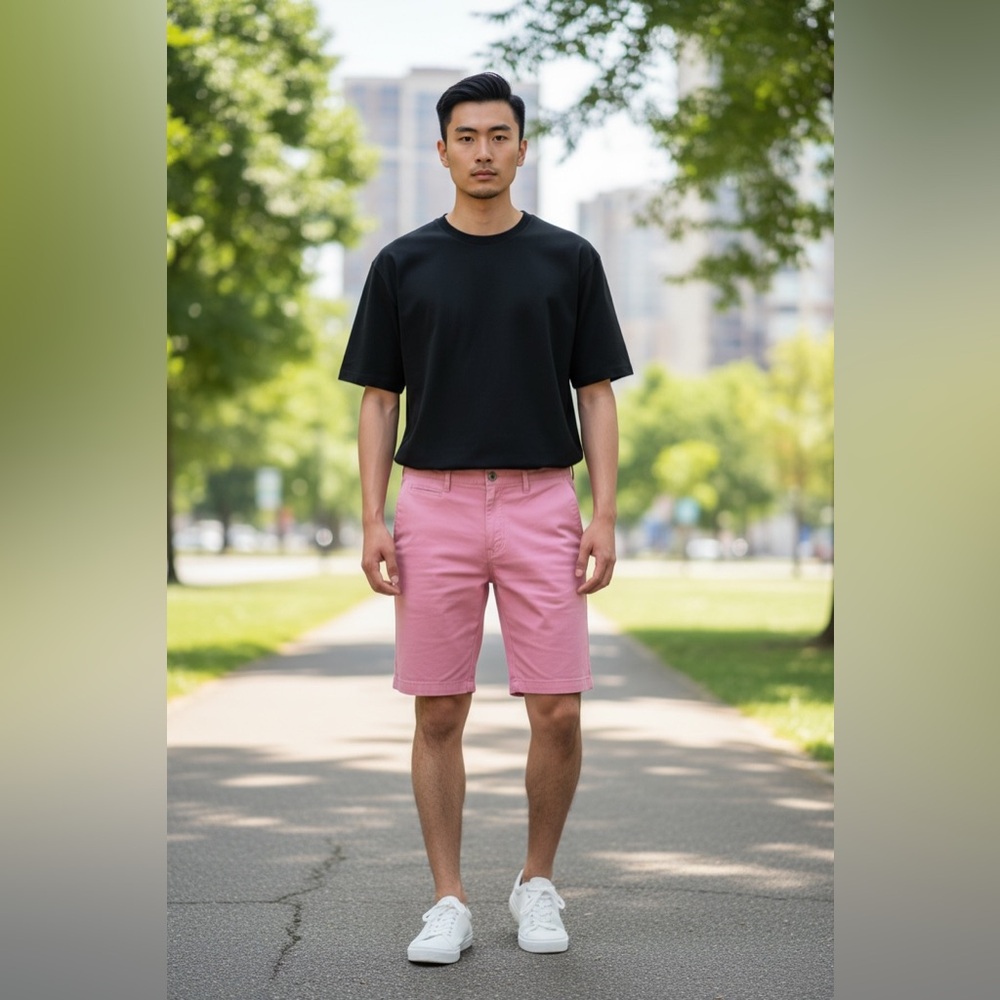 14th And Union Men’s Chino Flat Front Shorts Size 40W Slim Fit Pink NWT